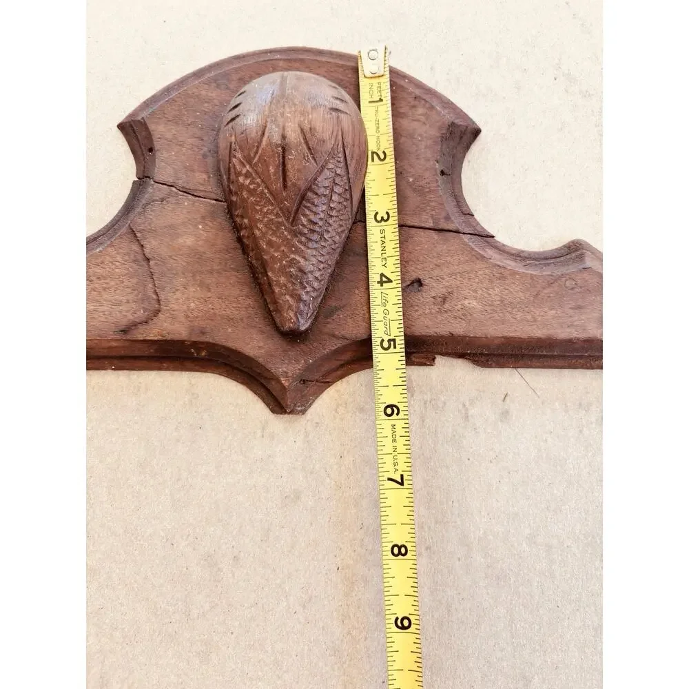 Antique Victorian Carved Furniture Crest Pediment Pine Cone 16-1/4